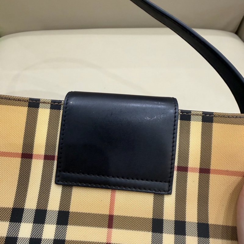 Burberry巴寶莉格紋小號托特腋下包-9