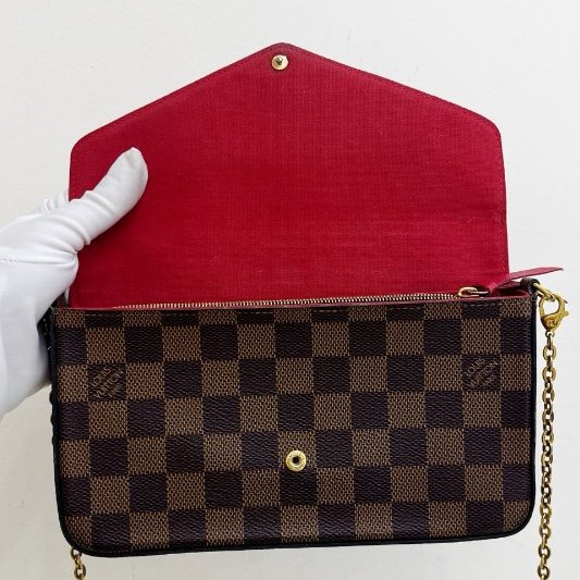 路易威登/Louis Vuitton 棕棋盤格Felicie 三合一鏈條包-4