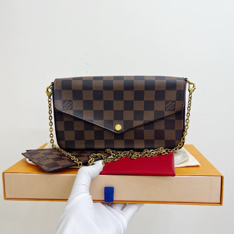 路易威登/Louis Vuitton 棕棋盤格Felicie 三合一鏈條包-6