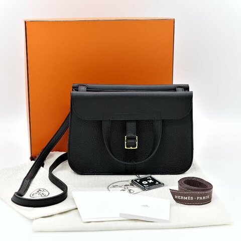 （近新品♥️超級新）Hermès 愛馬仕 Halazan 25  黑色牛皮 TC 手提包 斜挎包 W刻
