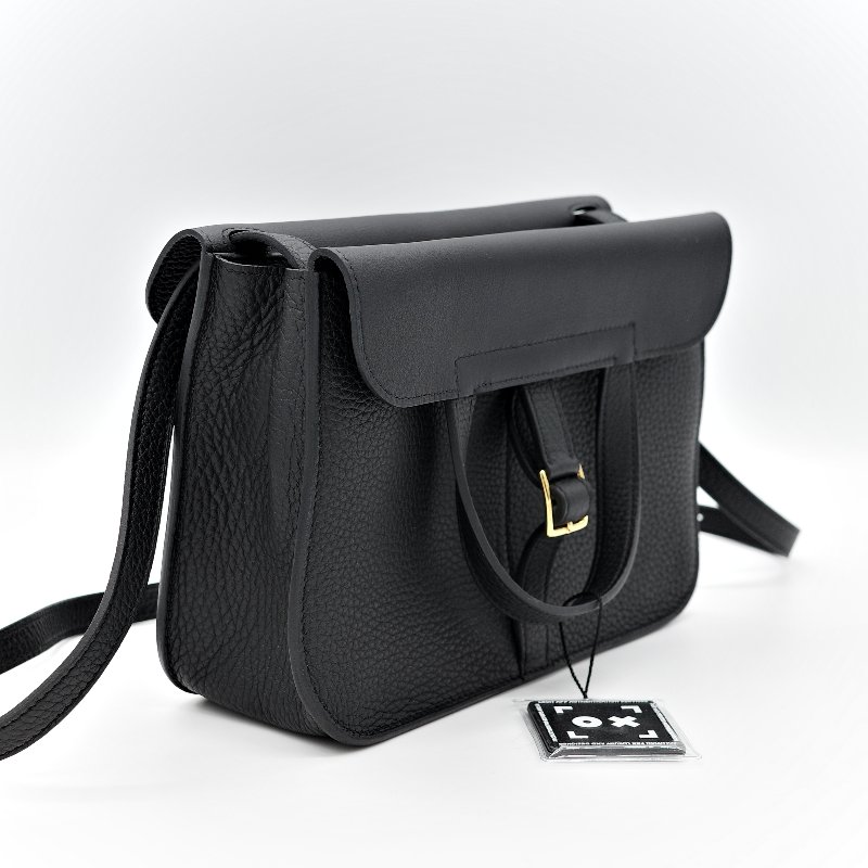 (近新品♥️超級新)Hermès 愛馬仕 Halazan 25 黑色牛皮 TC 手提包 斜挎包 W刻-3