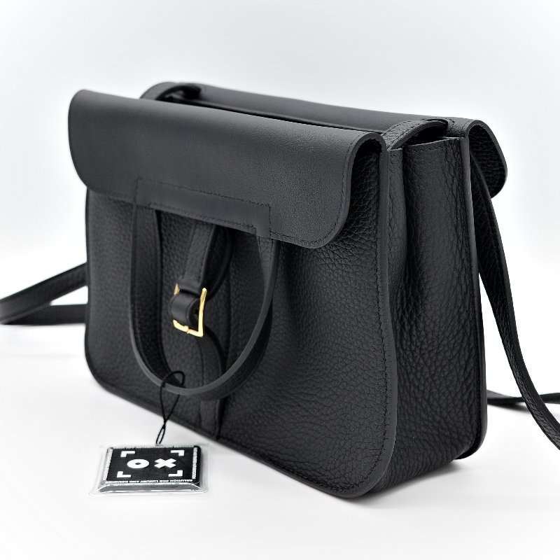 (近新品♥️超級新)Hermès 愛馬仕 Halazan 25 黑色牛皮 TC 手提包 斜挎包 W刻-4