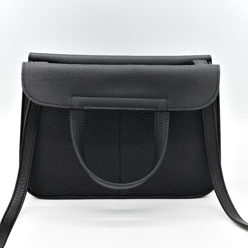 (近新品♥️超級新)Hermès 愛馬仕 Halazan 25 黑色牛皮 TC 手提包 斜挎包 W刻-5