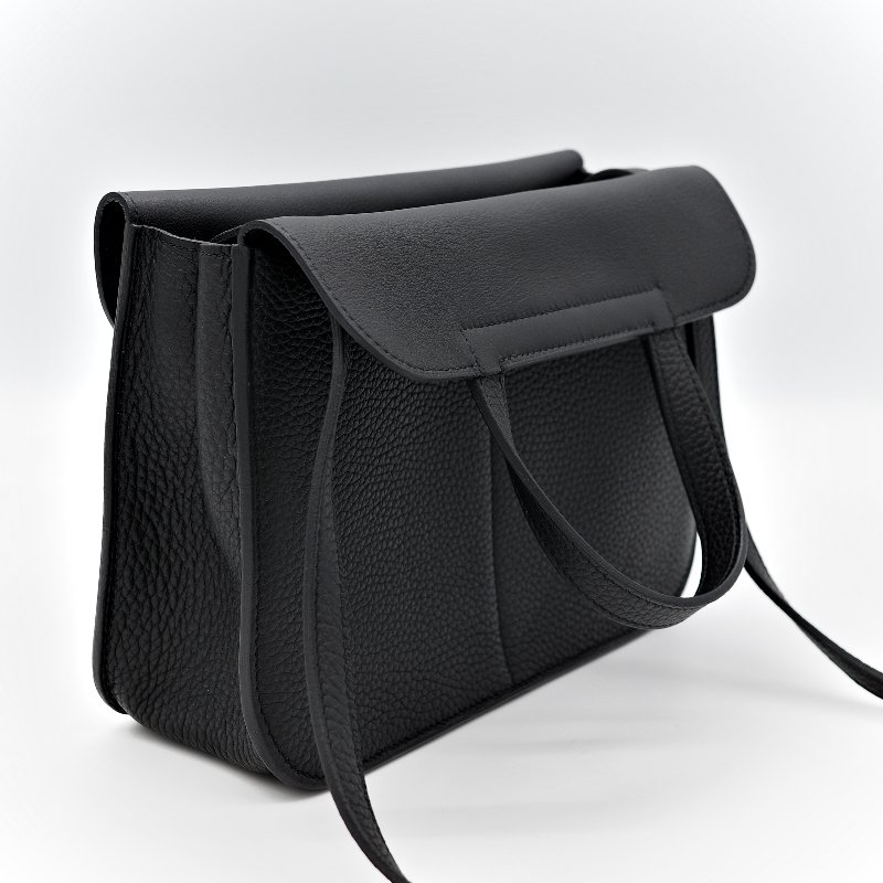 (近新品♥️超級新)Hermès 愛馬仕 Halazan 25 黑色牛皮 TC 手提包 斜挎包 W刻-8