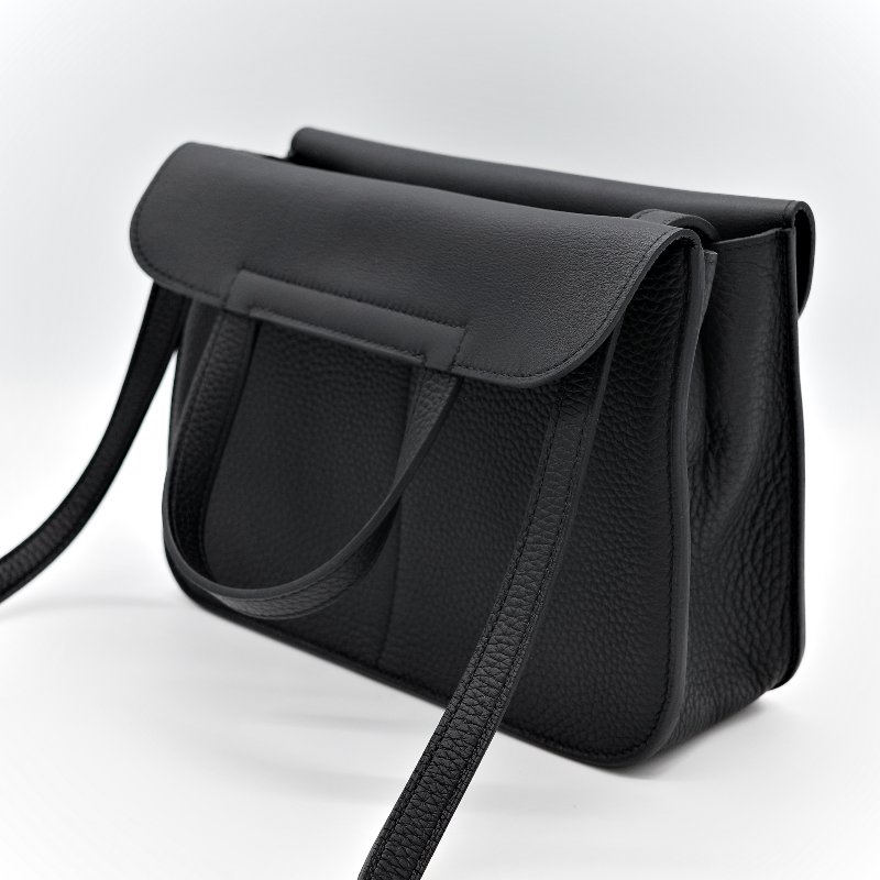 (近新品♥️超級新)Hermès 愛馬仕 Halazan 25 黑色牛皮 TC 手提包 斜挎包 W刻-9