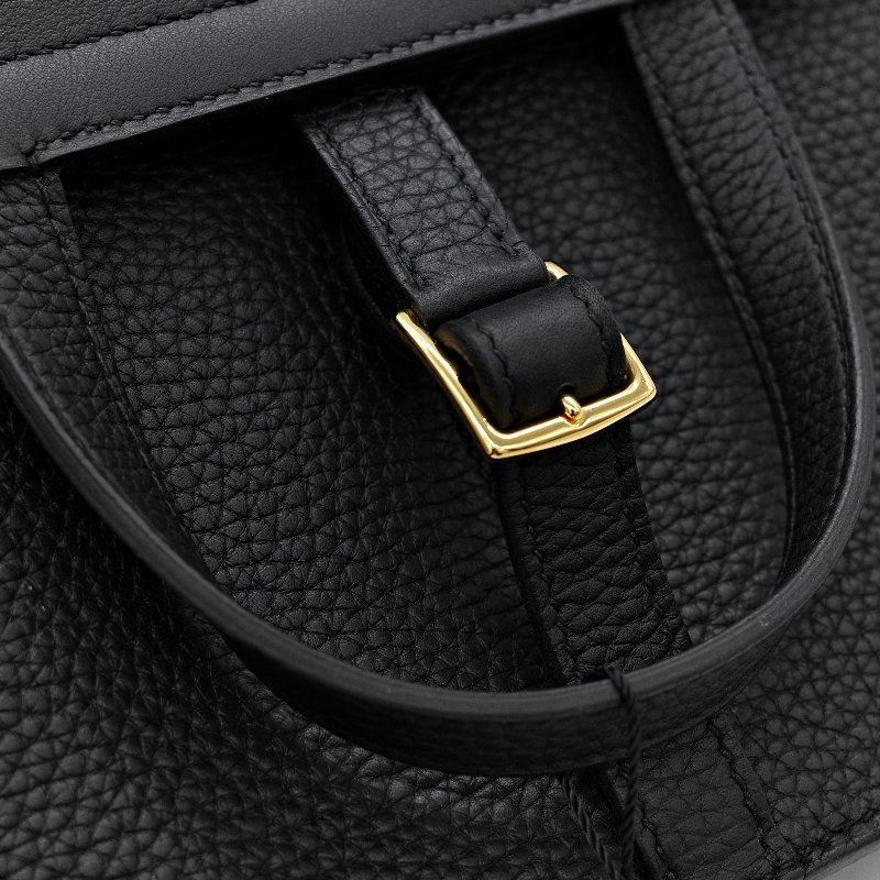 (近新品♥️超級新)Hermès 愛馬仕 Halazan 25 黑色牛皮 TC 手提包 斜挎包 W刻-17