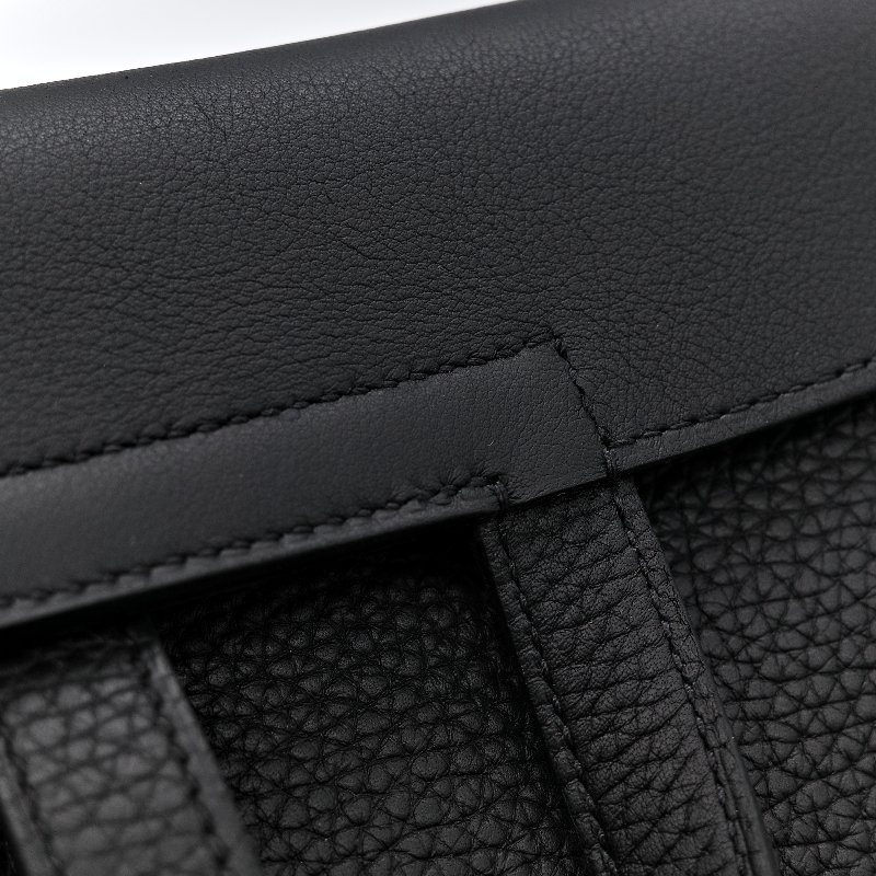 (近新品♥️超級新)Hermès 愛馬仕 Halazan 25 黑色牛皮 TC 手提包 斜挎包 W刻-18