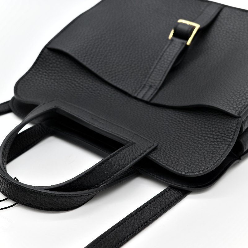 (近新品♥️超級新)Hermès 愛馬仕 Halazan 25 黑色牛皮 TC 手提包 斜挎包 W刻-21