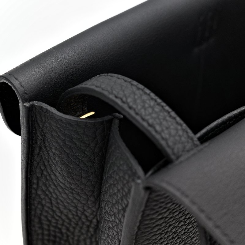 (近新品♥️超級新)Hermès 愛馬仕 Halazan 25 黑色牛皮 TC 手提包 斜挎包 W刻-23