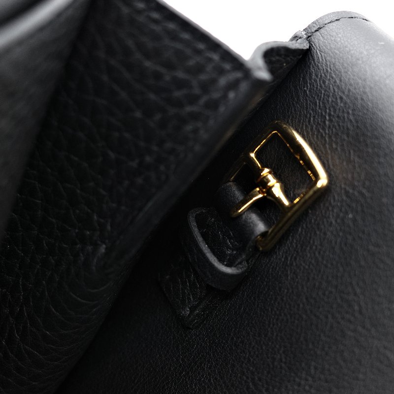 (近新品♥️超級新)Hermès 愛馬仕 Halazan 25 黑色牛皮 TC 手提包 斜挎包 W刻-27