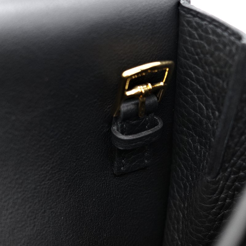 (近新品♥️超級新)Hermès 愛馬仕 Halazan 25 黑色牛皮 TC 手提包 斜挎包 W刻-28