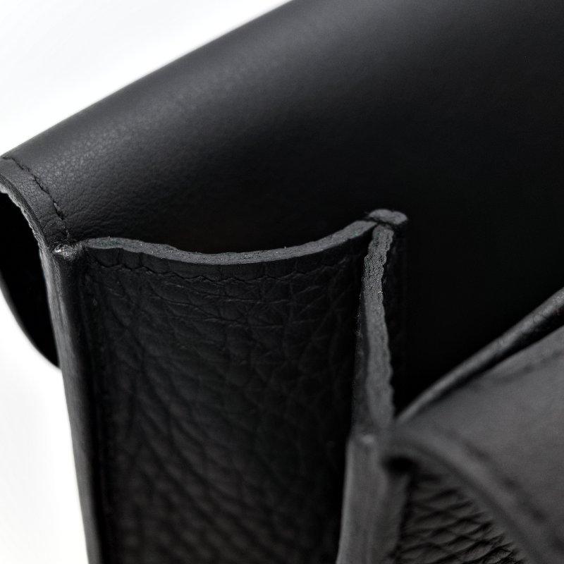 (近新品♥️超級新)Hermès 愛馬仕 Halazan 25 黑色牛皮 TC 手提包 斜挎包 W刻-30