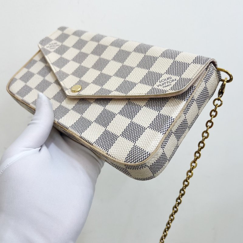 路易威登/Louis Vuitton 白棋盤格三合一鏈條包 經典百搭-2