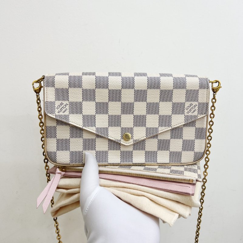 路易威登/Louis Vuitton 白棋盤格三合一鏈條包 經典百搭-6