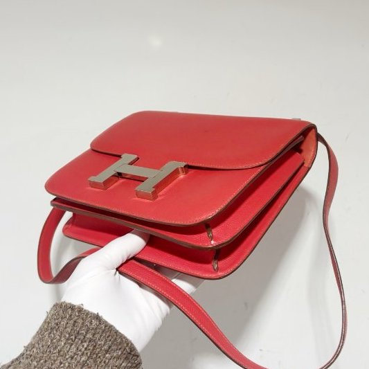 Hermes愛馬仕 Constance康康24 齋普爾粉 銀扣 肩背斜背包 E皮-2