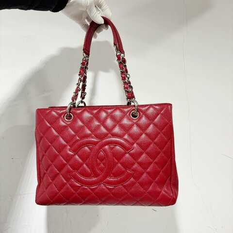 香奈兒/Chanel 紅色荔枝紋牛皮GST鏈條包