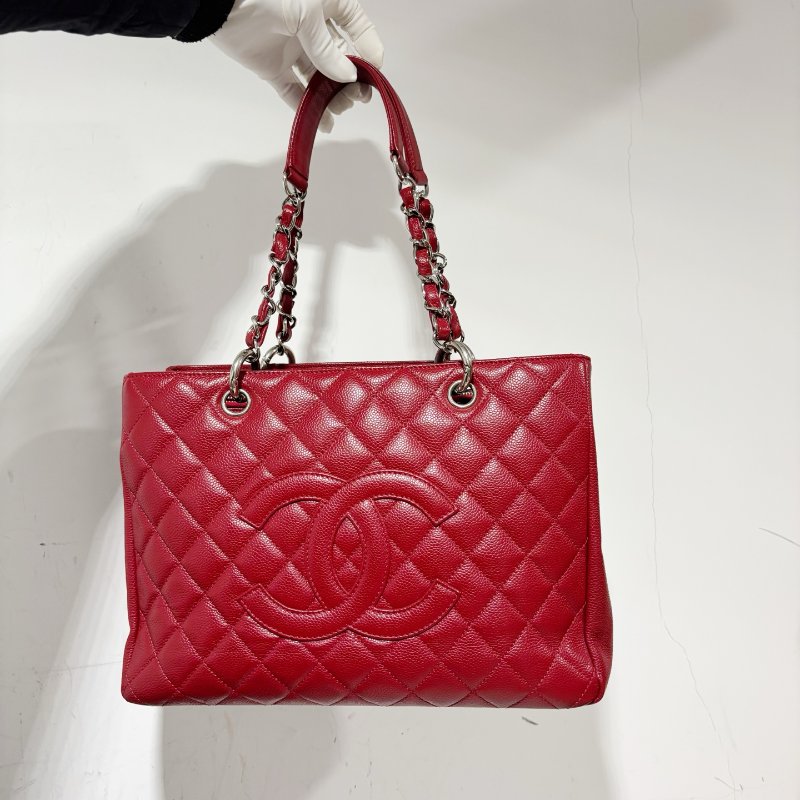 香奈兒/Chanel 紅色荔枝紋牛皮GST鏈條包-5