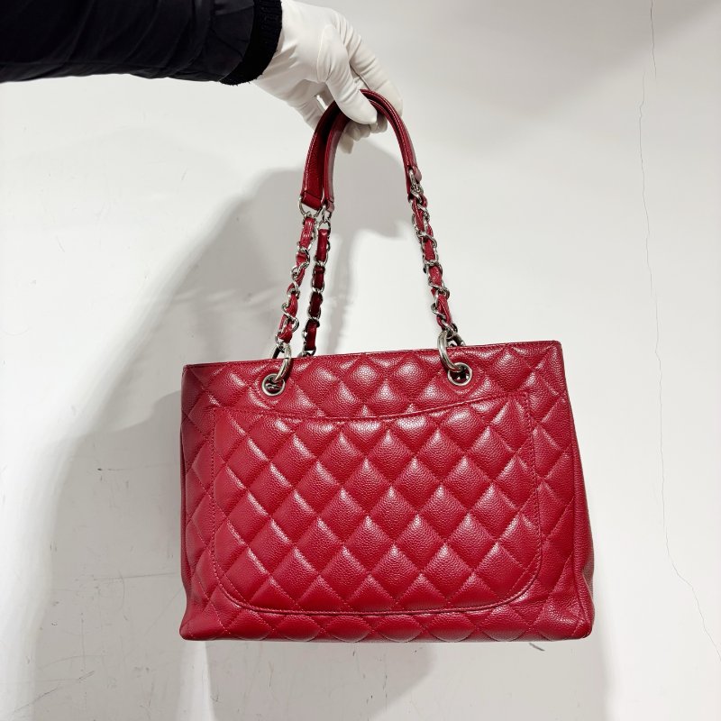 香奈兒/Chanel 紅色荔枝紋牛皮GST鏈條包-6