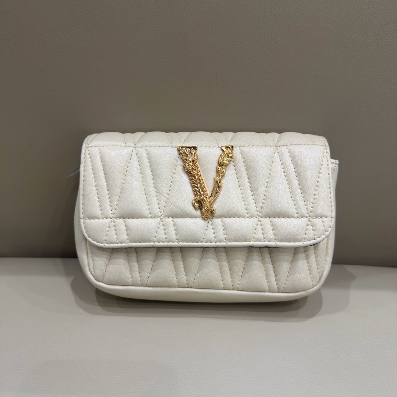 Versace範思哲Virtus系列白色金扣鏈條包-0