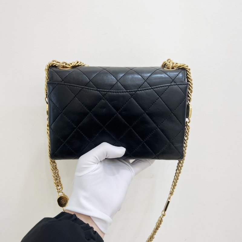 芯片款 香奈兒/Chanel 黑金彩色琺瑯 荳腐包 方胖子 鏈條包-1
