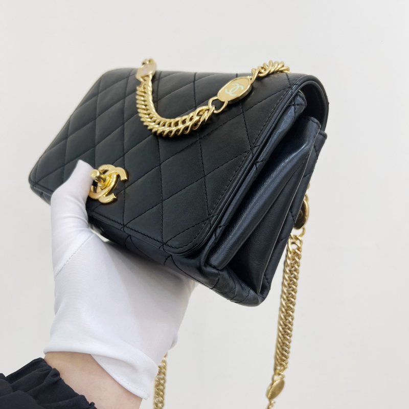 芯片款 香奈兒/Chanel 黑金彩色琺瑯 荳腐包 方胖子 鏈條包-2