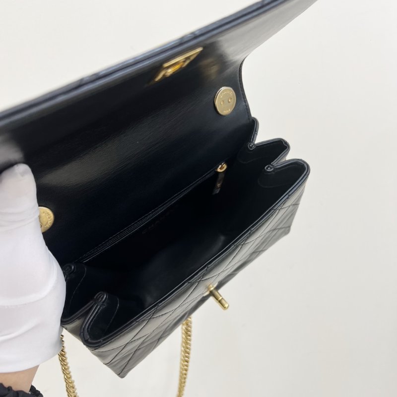 芯片款 香奈兒/Chanel 黑金彩色琺瑯 荳腐包 方胖子 鏈條包-4