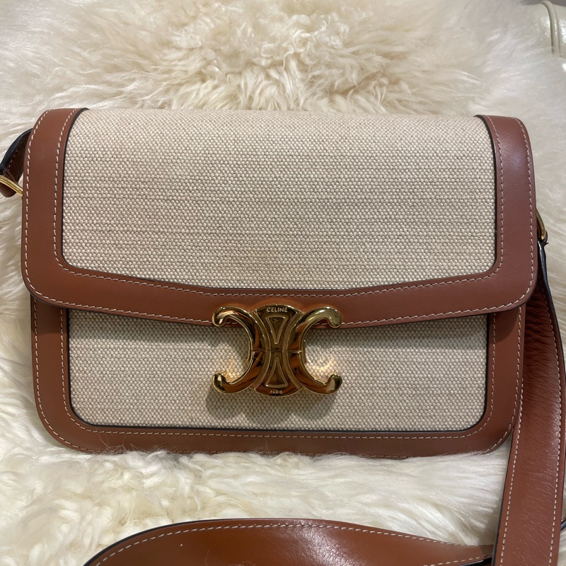 Celine Triomphe 皮革拼帆布-0