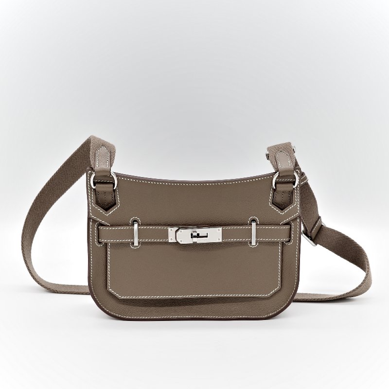 Hermès 愛馬仕 大象灰 Evercolor 牛皮革 Mini Jypsiere 肩背包 W刻 防塵袋 紙盒 購證-1