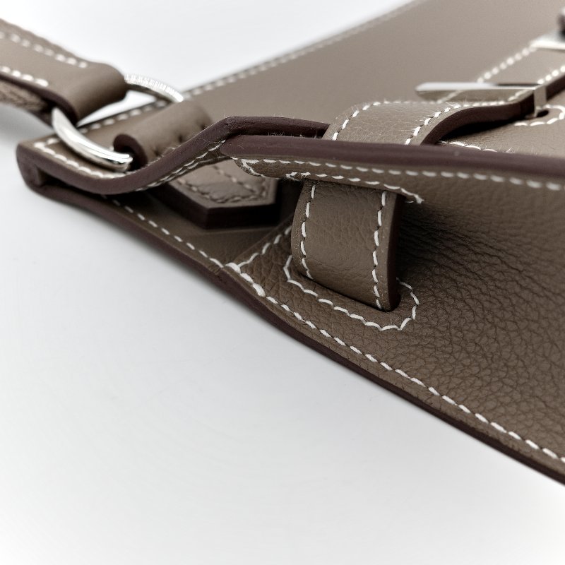 Hermès 愛馬仕 大象灰 Evercolor 牛皮革 Mini Jypsiere 肩背包 W刻 防塵袋 紙盒 購證-9