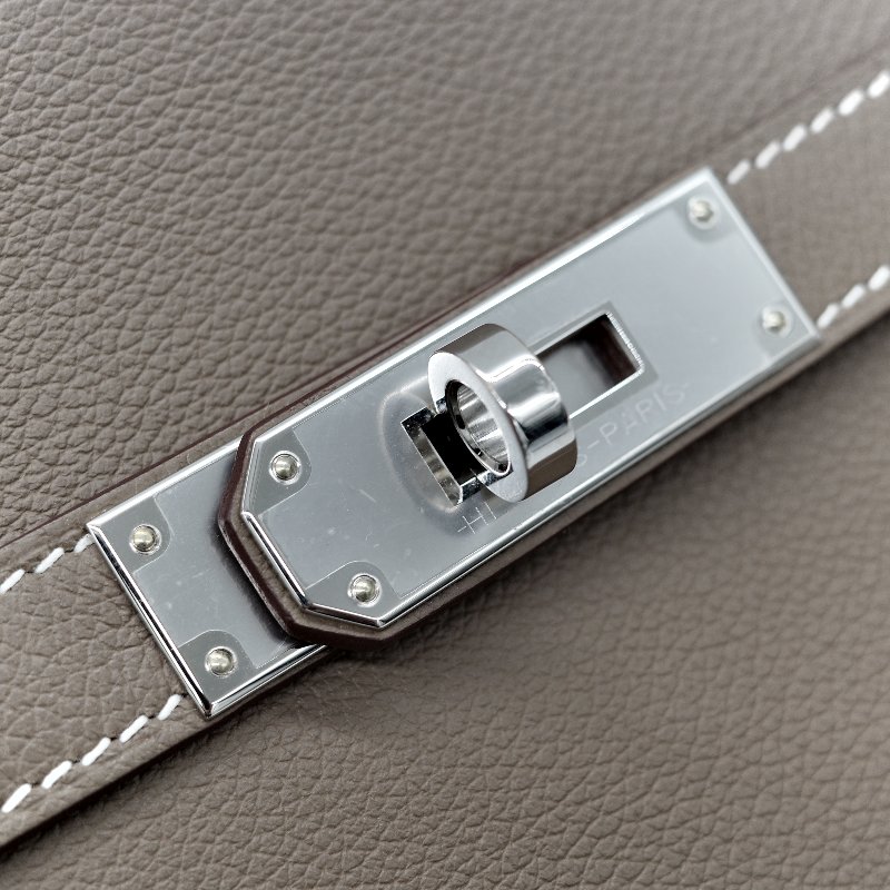 Hermès 愛馬仕 大象灰 Evercolor 牛皮革 Mini Jypsiere 肩背包 W刻 防塵袋 紙盒 購證-13