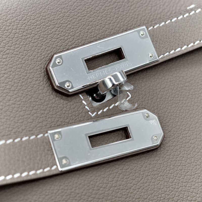 Hermès 愛馬仕 大象灰 Evercolor 牛皮革 Mini Jypsiere 肩背包 W刻 防塵袋 紙盒 購證-14