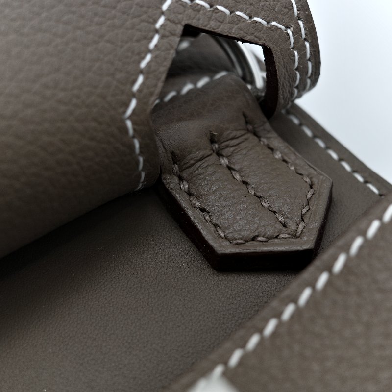 Hermès 愛馬仕 大象灰 Evercolor 牛皮革 Mini Jypsiere 肩背包 W刻 防塵袋 紙盒 購證-19