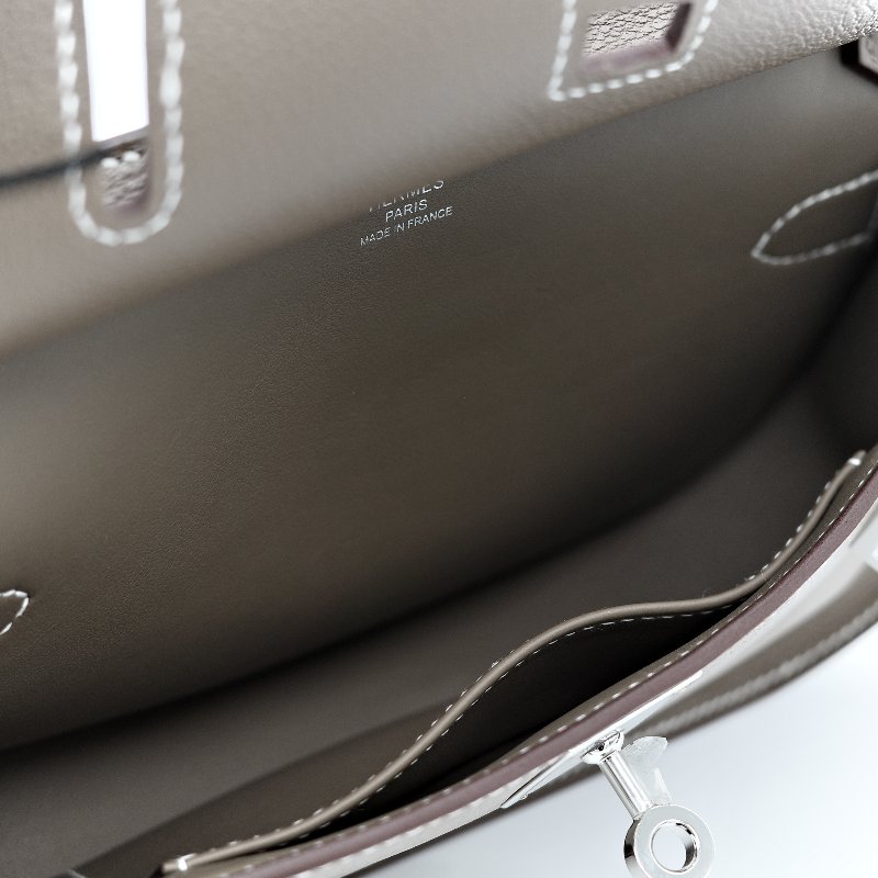 Hermès 愛馬仕 大象灰 Evercolor 牛皮革 Mini Jypsiere 肩背包 W刻 防塵袋 紙盒 購證-21