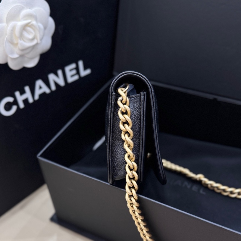 香奈兒CHANEL黑金荔枝紋牛皮leboy WOC鏈條包 28開-2