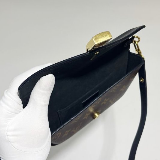 芯片款 路易威登/Louis Vuitton Padlock On Strap 老花拼黑色迷你鎖頭包-7