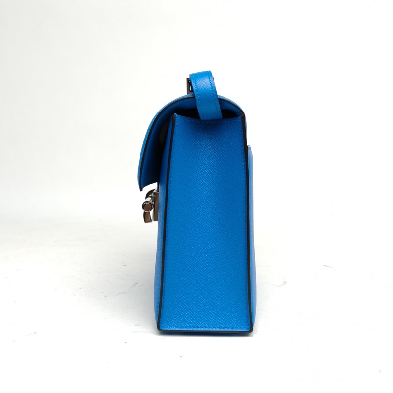 HERMES Verrou手槍包23坦桑尼亞藍Epsom皮A刻銀扣-1