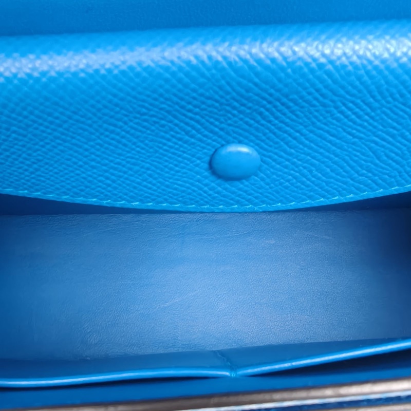 HERMES Verrou手槍包23坦桑尼亞藍Epsom皮A刻銀扣-5