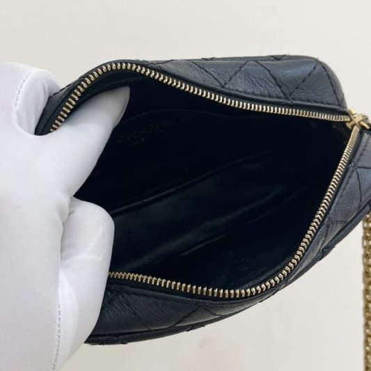 香奈兒/Chanel 2.55 牛皮 黑金相機包鏈條包-8