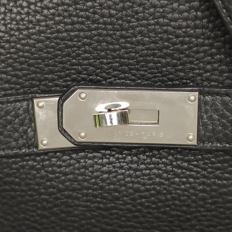 HERMES 吉普賽Jypsiere34黑色Togo皮框O銀扣-4