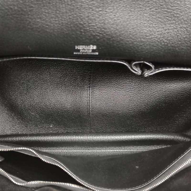 HERMES 吉普賽Jypsiere34黑色Togo皮框O銀扣-5