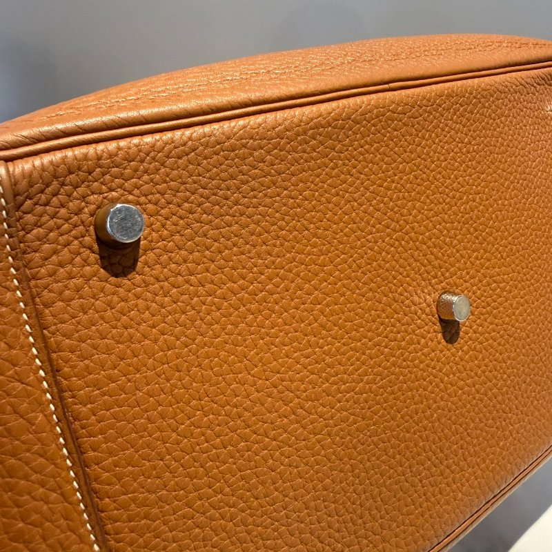 愛馬仕 lindy 34 銀扣棕色 T刻-5