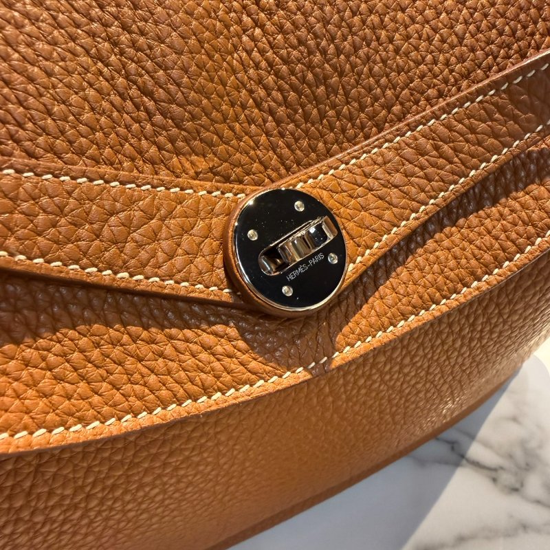 愛馬仕 lindy 34 銀扣棕色 T刻-6