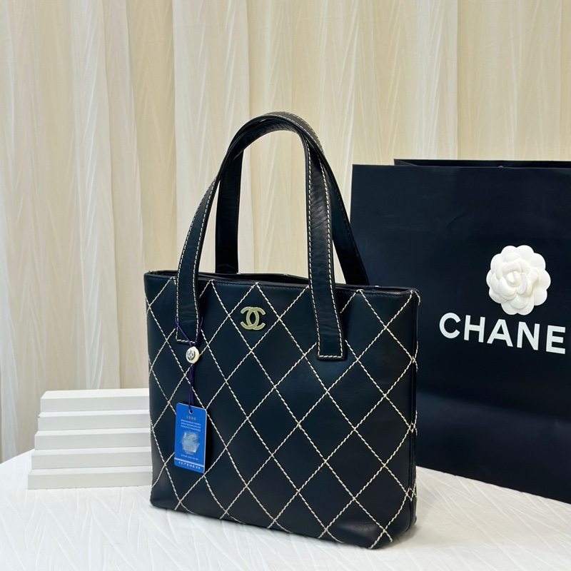 香奈兒Chanel中古黑金薇薇安外縫線  手提托特包-2