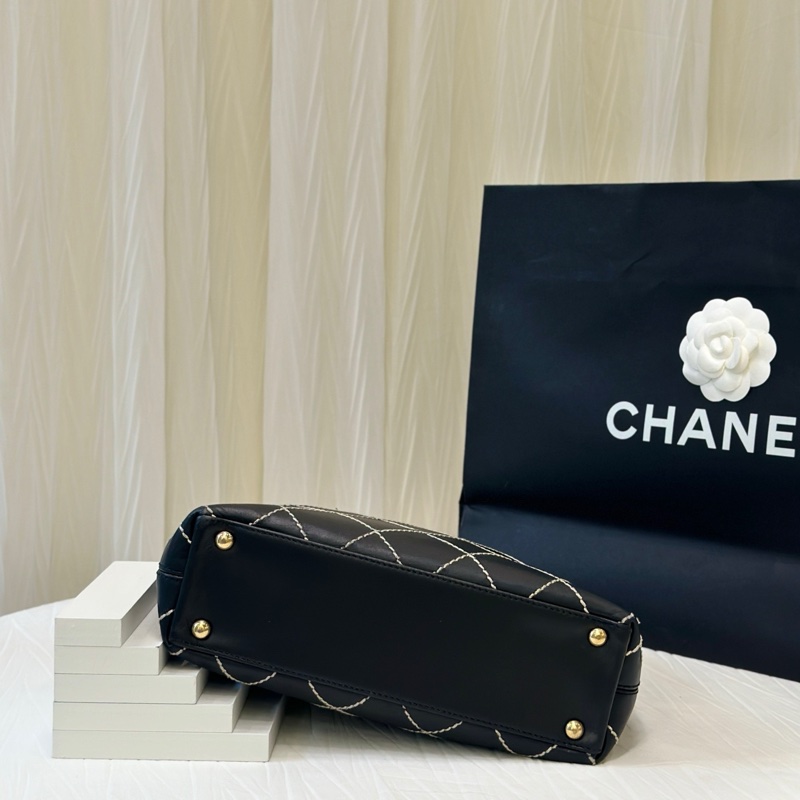 香奈兒Chanel中古黑金薇薇安外縫線  手提托特包-3