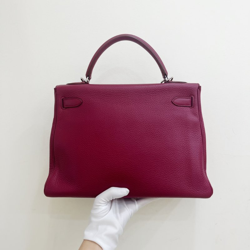 Hermes愛馬仕 Kelly32 手提包 紅色銀扣-6