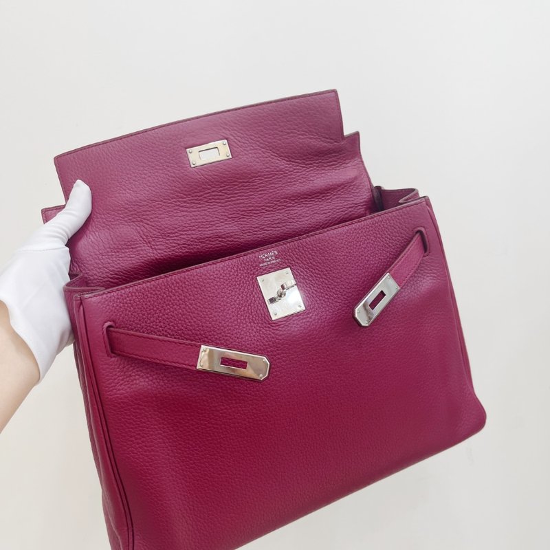 Hermes愛馬仕 Kelly32 手提包 紅色銀扣-10