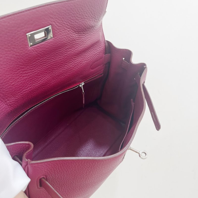 Hermes愛馬仕 Kelly32 手提包 紅色銀扣-11