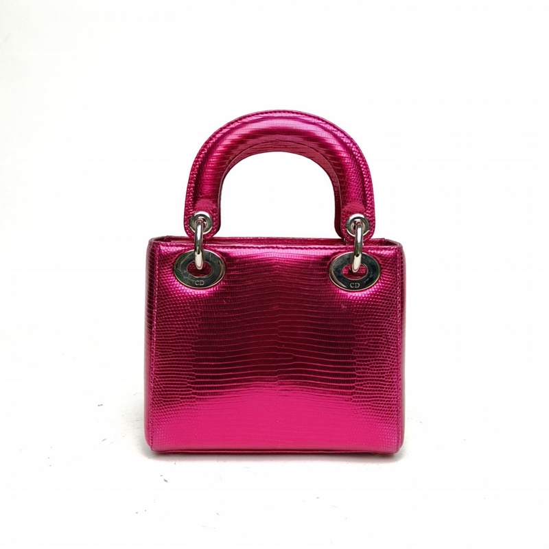 DIOR LadyDior戴妃包三格紫色蜥蜴皮銀扣2015-2