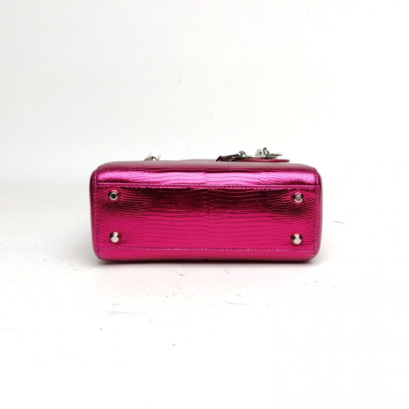 DIOR LadyDior戴妃包三格紫色蜥蜴皮銀扣2015-3