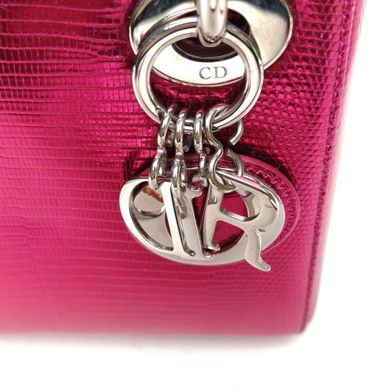 DIOR LadyDior戴妃包三格紫色蜥蜴皮銀扣2015-4